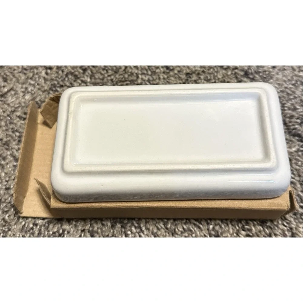 Arbonne Rectangular Glossy Porcelain Soap Tray - Catch All Trinket Tray